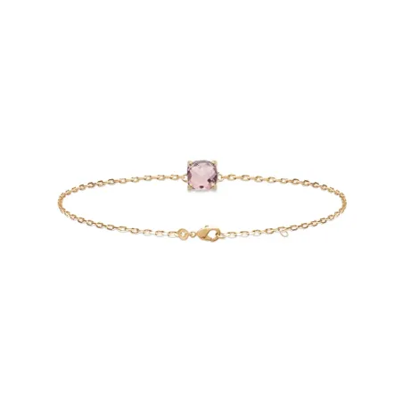 Bracelet Cristal Sertie 4 Griffes Rose Pastel Plaqué or 18 Carats