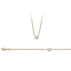 Collier Cristal Solitaire Zirconium Plaqué Or 18 carats 750/1000 Bijoux