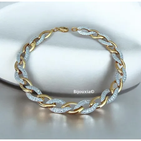 Bracelet Cristaux Oxyde de Zirconium Plaqué or 18 CARATS 750/000