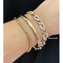 Bracelet Cristaux Oxyde de Zirconium Plaqué or 18 CARATS 750/000