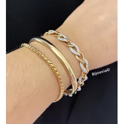 Bracelet Cristaux Oxyde de Zirconium Plaqué or 18 CARATS 750/000