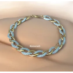 Bracelet Cristaux Oxyde de Zirconium Plaqué or 18 CARATS 750/000