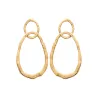 Boucles d'oreilles pendantes double anneaux martelés en plaqué or 18 carats