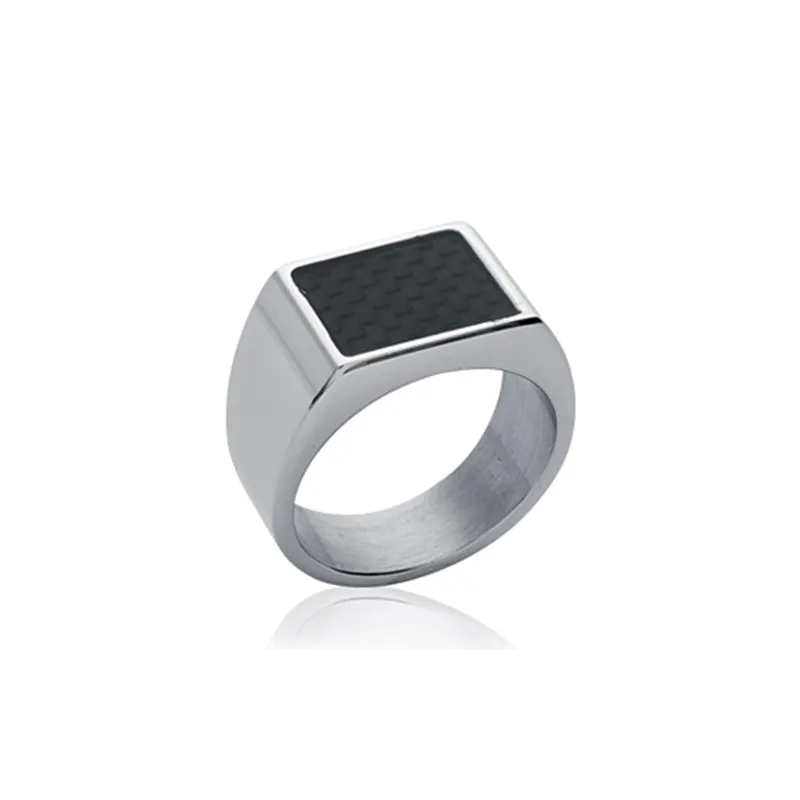 Bague Chevalière Homme En Acier Inoxydable et Carbone Bijoux Tailles 56 à 70