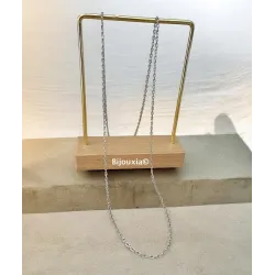Chaîne 50cm Maille Forçat En Argent Massif 925/000 Rhodié Bijoux Mixte