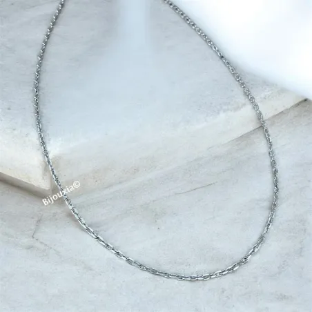 Chaîne 50cm Maille Forçat En Argent Massif 925/000 Rhodié Bijoux Mixte