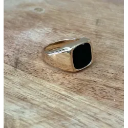 Bague Chevalière Onyx et Plaqué Or 18 CARATS Tailles 52 à 70
