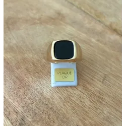Bague Chevalière Onyx et Plaqué Or 18 CARATS Tailles 52 à 70