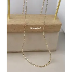 Chaîne Maille forçat 80 cm x 2mm Plaqué Or 18 carats 750/000