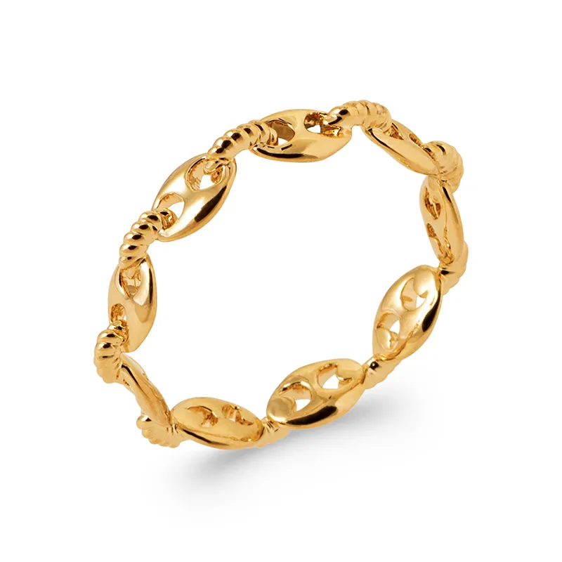 Bague Motif Grain de Café En Plaqué Or 18 Carats 750/000 T50 à 60