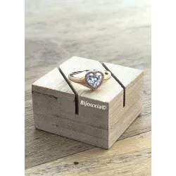 Bague Cristal Cœur Blanc En Plaqué or 18 Carats 750/000 T50 à 62