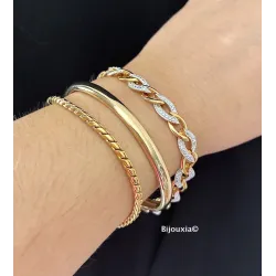 Bracelet Jonc Ouvert En Plaqué or 18 CARATS 750/1000 Bijou Femme