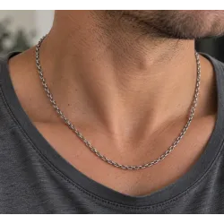 Chaîne Maille Forçat 55CM X 3MM En Acier Inoxydable Bijoux Homme/Femme