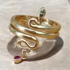 Bague Motif Serpent Avec Pierres de Couleurs En Plaqué Or 18CtTailles 50 à 60