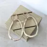 Boucles d'oreilles pendantes double anneaux martelés en plaqué or 18 carats