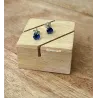 Boucles D'oreilles Puces Cristal Bleu Saphir Rond 5MM Argent Massif 925/1000