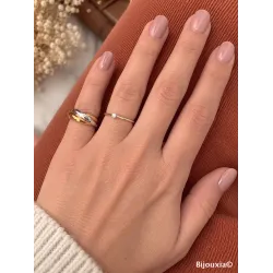Bague 3 Anneaux Tricolore Plaqué or Rose&Jaune et Argent 925 T48 à 70