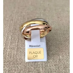Bague 3 Anneaux Tricolore Argent 925 et Plaqué or 18 Carats T48 à 70