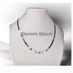 Collier Maille Miroir 42CM X 3MM En Argent Massif 925/000 Rhodié