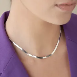 Collier Maille Miroir 42CM X 3MM En Argent Massif 925/000 Rhodié