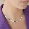 Collier Maille Miroir 42CM X 3MM En Argent Massif 925/000 Rhodié