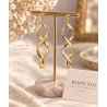 Boucles D'oreilles Pendantes Torsadées Plaqué Or 18 Carats Bijoux