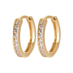 Boucles D'oreilles Cristaux Zirconium Plaqué Or 18 Carats Bijoux Femme