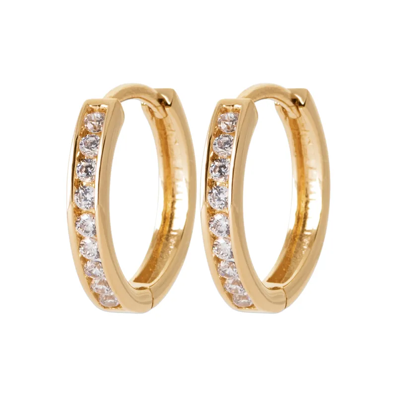 Boucles D'oreilles Cristaux Zirconium Plaqué Or 18 Carats Bijoux Femme