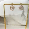 Boucles D'oreilles Croissant de Lune & Soleil Oz En Plaqué Or 18 Carats 750/000