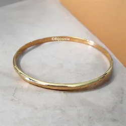 Bracelet Demi-Jonc 4MM x 6,2 CM Plaqué Or 18 Carats 750/1000