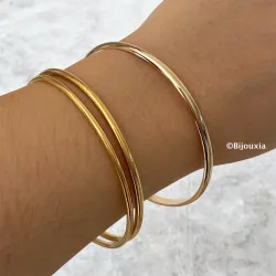 Bracelet Demi-Jonc 4MM x 6,2 CM Plaqué Or 18 Carats 750/1000