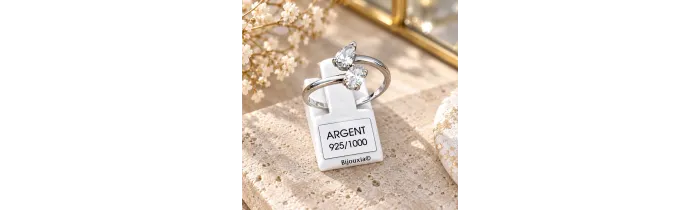 Bague Toi Et Moi Double Cristal Moissanite En Argent 925/1000 T50-52-54-56-58-60
