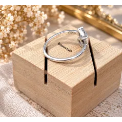 Bague Toi Et Moi Double Cristal Moissanite En Argent 925/1000 T50-52-54-56-58-60