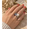 Bague Double Perles & Argent Massif 925/000 Rhodié Bijou T50 à 62