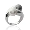Bague Double Perles & Argent Massif 925/000 Rhodié Bijou T50 à 62