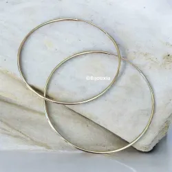 Créoles Lisses Diamètre 8 cm En Plaqué or 18 Carats 750/1000