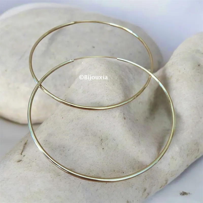 Créoles Lisses Diamètre 8 cm En Plaqué or 18 Carats 750/1000