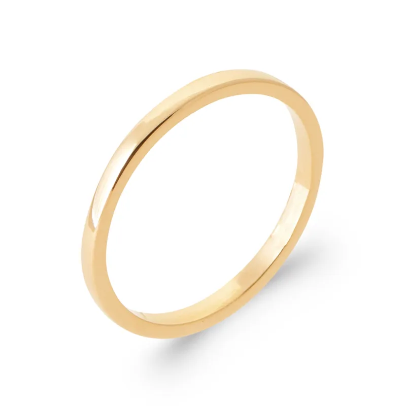 Bague Fine Fil Carré 2MM Plaqué or 18 CARATS 750/000 T 50 à 60