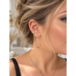 Boucles D'oreilles Unitaire Bague d'oreilles Plaqué Or 18K Cristal Oz 750/000