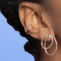 Boucles D'oreilles Unitaire Bague d'oreille Plaqué Or 18K Cristal Oz 750/000