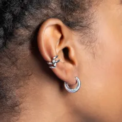 Boucles D'oreilles Unitaire Bague d'oreille Argent 925/000 Rhodié Zirconium