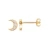 Boucles D'oreilles Puces Croissants de Lune Empierrés Plaqué Or 18K 750/000