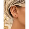Boucles D'oreilles Puces Croissants de Lune Empierrés Plaqué Or 18K 750/000