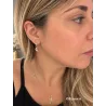 Boucles D'oreilles Puces Croissants de Lune Empierrés Plaqué Or 18K 750/000