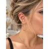 Boucles D'oreilles Puces Croissants de Lune Empierrés Plaqué Or 18K 750/000