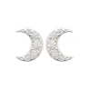 Boucles D'oreilles Puces Croissants de Lune Empierrés Argent 925/000 Rhodié