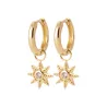 Boucles D'oreilles Anneaux + étoiles pendantes Cristal En Plaqué Or 18K 750/000