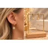 Boucles D'oreilles Anneaux + étoiles pendantes Cristal En Plaqué Or 18K 750/000