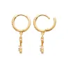 Boucles D'oreilles Anneaux + Lunes pendantes Zirconiums Plaqué Or 18K 750/000
