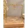 Boucles D'oreilles Anneaux + Lunes pendantes Zirconiums Plaqué Or 18K 750/000